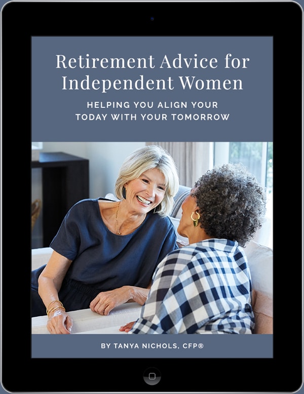 Ipad showing Retirement Advice for Independent Women - free PDF